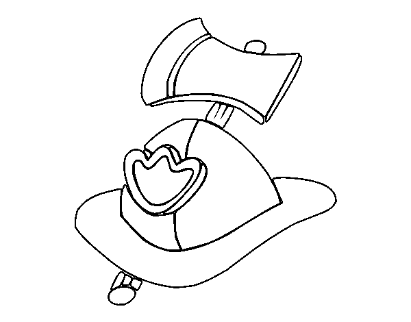 Dibujo de Casco y hacha de bombero para Colorear - Dibujos.net Dibujo de Casco y hacha de bombero para Colorear - Dibujos.net