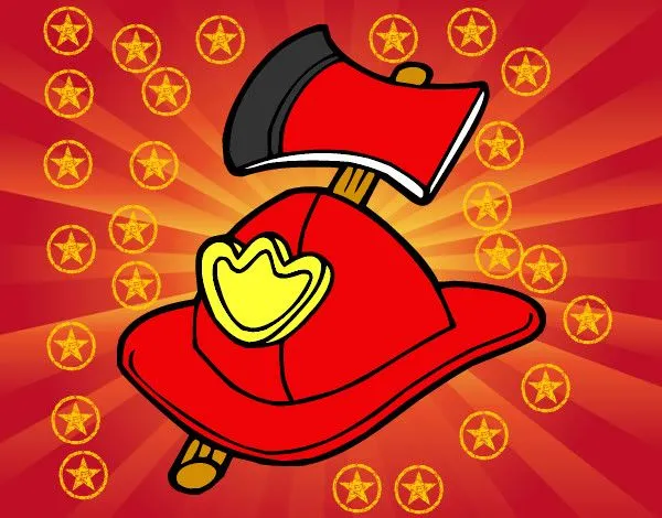 Dibujo de Casco y hacha de bombero pintado por Markitoo en Dibujos ...
