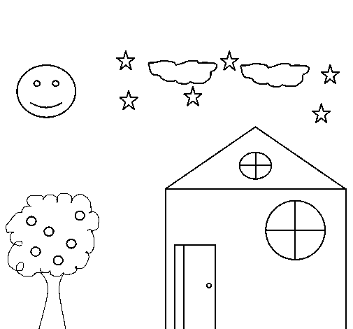 Dibujo de Casita y árbol para Colorear - Dibujos.net Dibujo de Casita y árbol para Colorear - Dibujos.net
