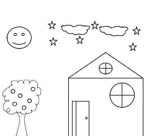 Dibujo de Casita y árbol para Colorear - Dibujos.net Dibujo de Casita y árbol para Colorear - Dibujos.net