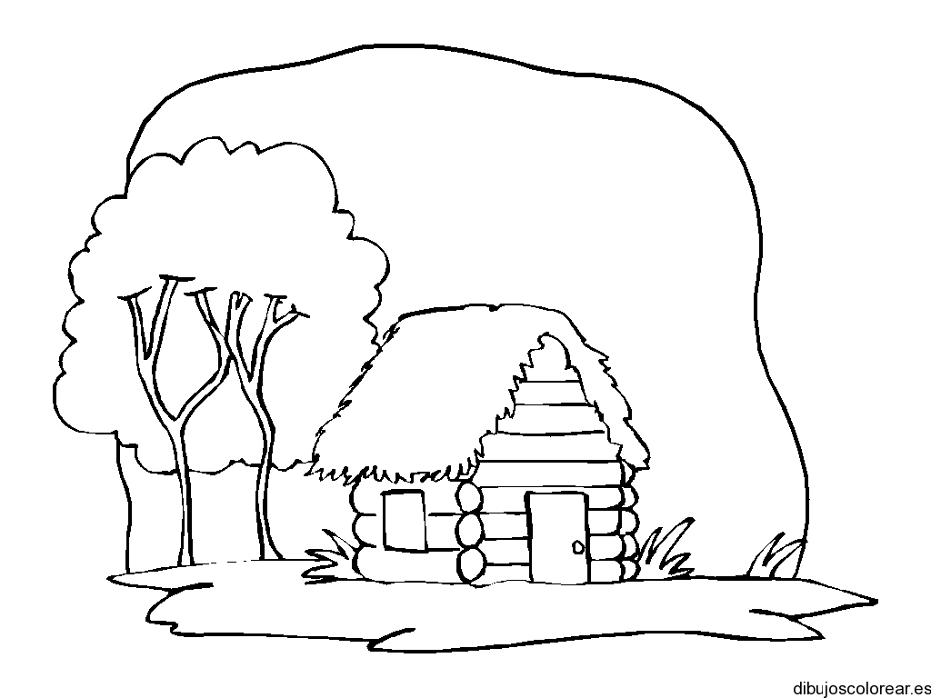 Dibujo de una casita de troncos | Dibujos para Colorear