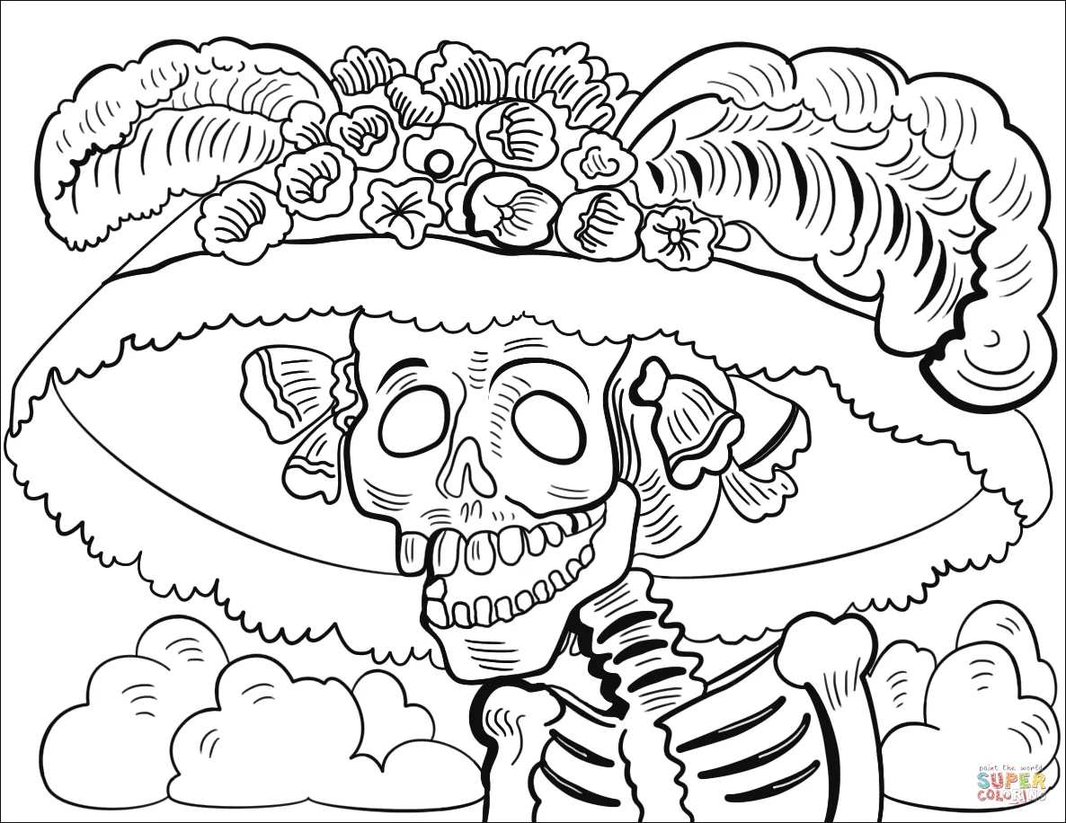 Dibujo de La Catrina (La Calavera Garbancera) para colorear | Dibujos para  colorear imprimir gratis