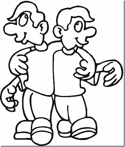 Dos niños abrazados para dibujar - Imagui