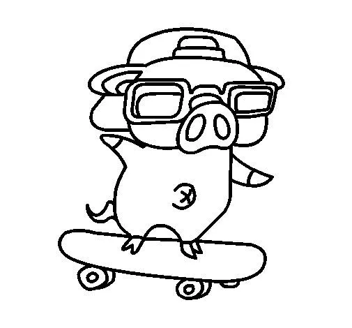 Dibujo de Cerdito graffiti en monopatín para Colorear - Dibujos.net Dibujo de Cerdito graffiti en monopatín para Colorear - Dibujos.net