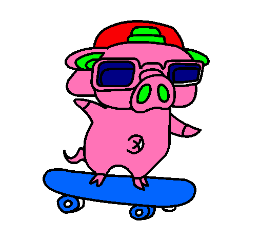 Dibujo de Cerdito graffiti en monopatín pintado por Cholo en ... Dibujo de Cerdito graffiti en monopatín pintado por Cholo en ...