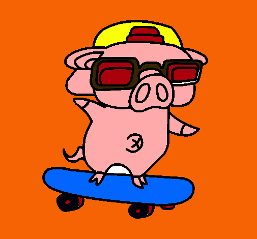 Dibujo de Cerdito graffiti en monopatín pintado por Cochinito en ... Dibujo de Cerdito graffiti en monopatín pintado por Cochinito en ...