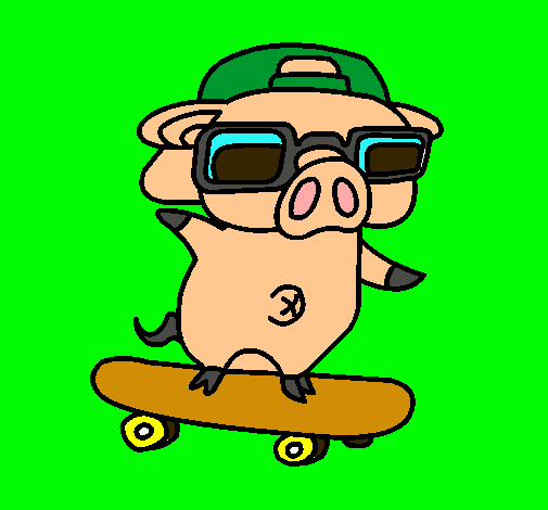 Dibujo de Cerdito graffiti en monopatín pintado por Daniela en ... Dibujo de Cerdito graffiti en monopatín pintado por Daniela en ...