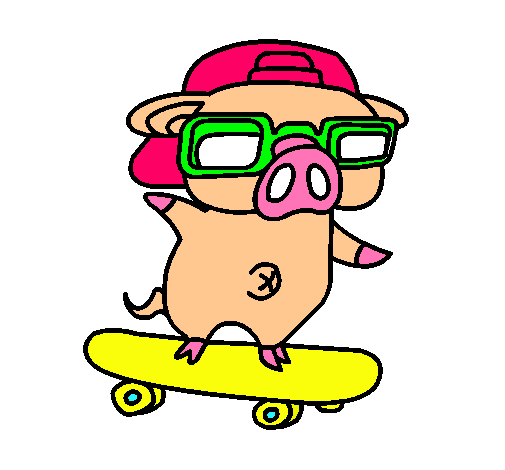 Dibujo de Cerdito graffiti en monopatín pintado por Monse en ... Dibujo de Cerdito graffiti en monopatín pintado por Monse en ...