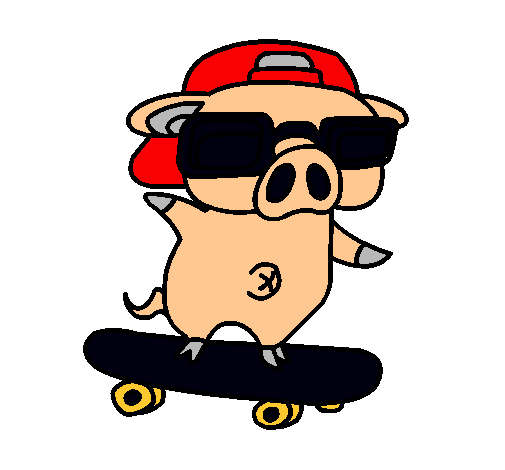 Dibujo de Cerdito graffiti en monopatín pintado por Porqui en ... Dibujo de Cerdito graffiti en monopatín pintado por Porqui en ...