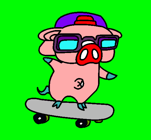 Dibujo de Cerdito graffiti en monopatín pintado por Valentina en ... Dibujo de Cerdito graffiti en monopatín pintado por Valentina en ...