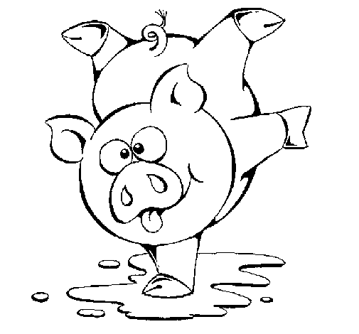 Dibujo de Cerdito jugando para Colorear - Dibujos.net Dibujo de Cerdito jugando para Colorear - Dibujos.net