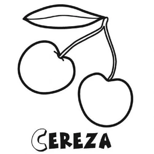 Dibujo de cerezas para pintar - Dibujos para colorear de frutas Dibujo de cerezas para pintar - Dibujos para colorear de frutas