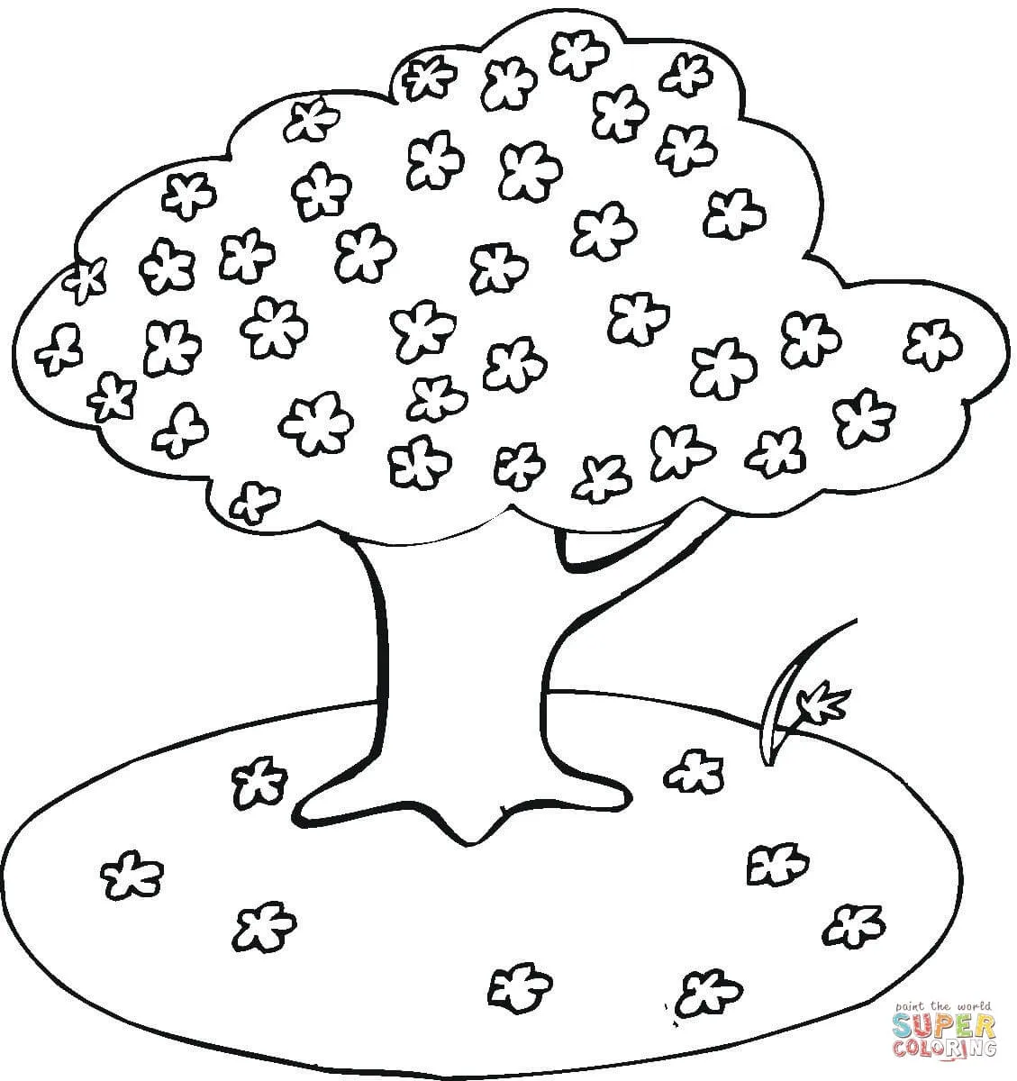 Dibujo de Cerezo en Flor para colorear | Dibujos para colorear imprimir  gratis