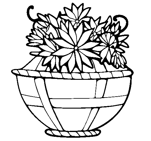 Dibujo de Cesta de flores 11 para Colorear - Dibujos.net Dibujo de Cesta de flores 11 para Colorear - Dibujos.net