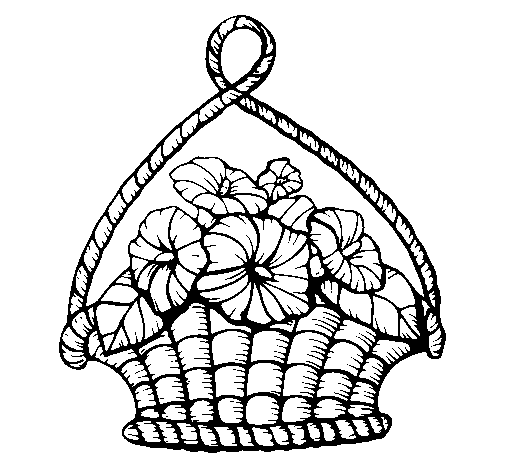 Dibujo de Cesta de flores para Colorear - Dibujos.net Dibujo de Cesta de flores para Colorear - Dibujos.net