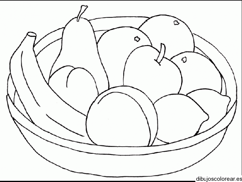 Dibujo de una cesta con frutas variadas | Dibujos para Colorear Dibujo de una cesta con frutas variadas | Dibujos para Colorear