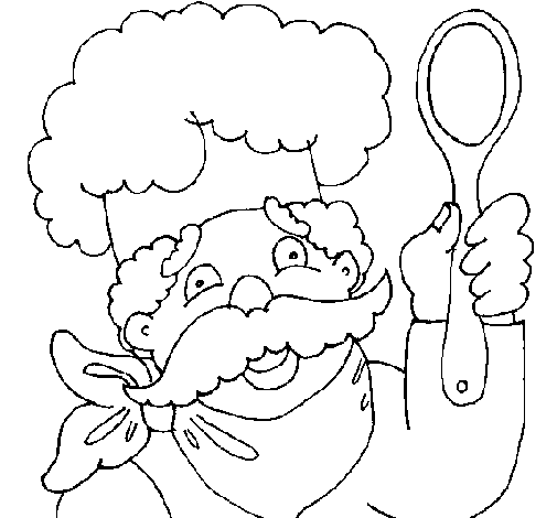 Dibujo de Chef con bigote para Colorear - Dibujos.net Dibujo de Chef con bigote para Colorear - Dibujos.net