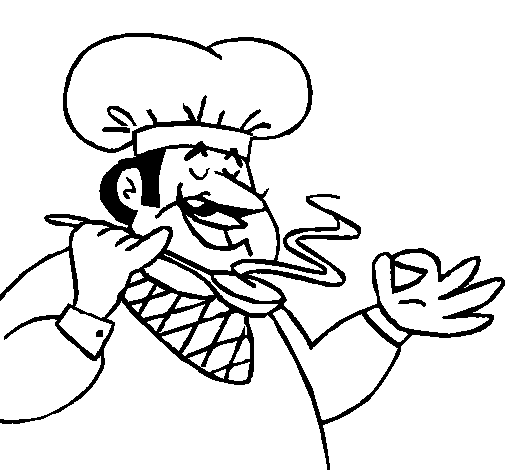 Dibujo de Chef degustando para Colorear - Dibujos.net Dibujo de Chef degustando para Colorear - Dibujos.net