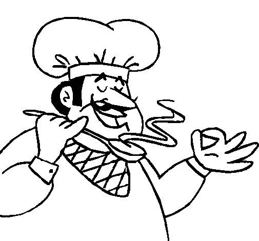 Dibujo de Chef degustando para Colorear - Dibujos.net Dibujo de Chef degustando para Colorear - Dibujos.net