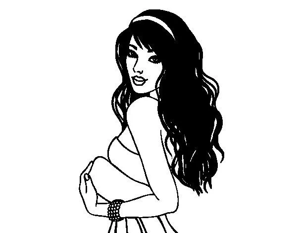 Dibujo de Chica morena para Colorear - Dibujos.net Dibujo de Chica morena para Colorear - Dibujos.net