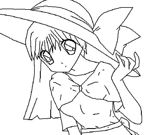 Dibujo de Chica con sombrero pamela para Colorear - Dibujos.net Dibujo de Chica con sombrero pamela para Colorear - Dibujos.net