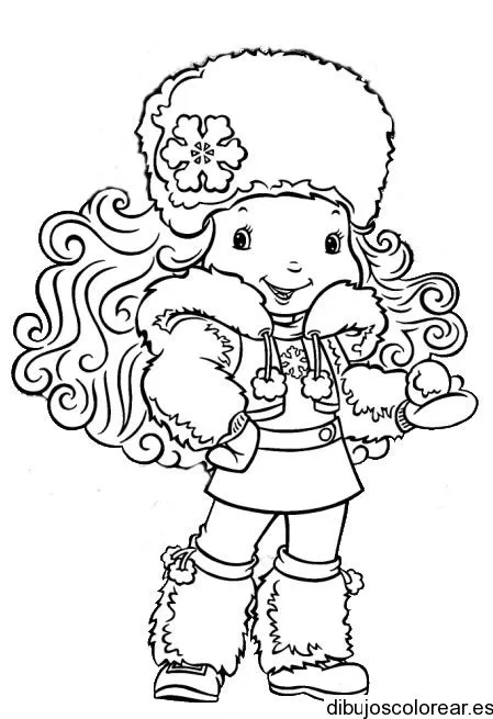 Dibujo de una chica con sombrero ruso | Dibujos para Colorear