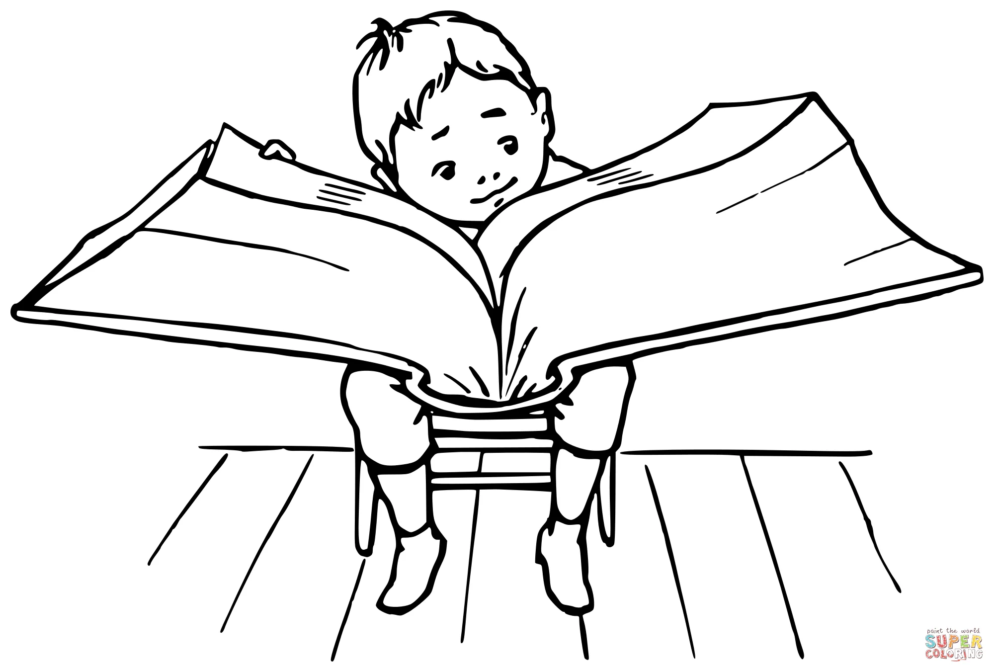 Dibujo de Chico disfruta leyendo un libro para colorear | Dibujos para  colorear imprimir gratis