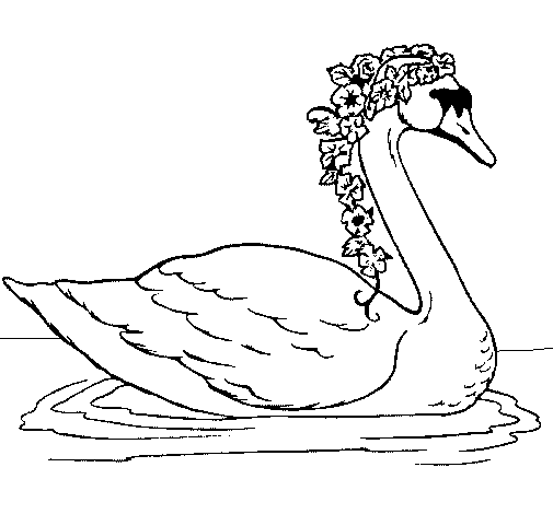 Dibujo de Cisne con flores para Colorear - Dibujos.net Dibujo de Cisne con flores para Colorear - Dibujos.net