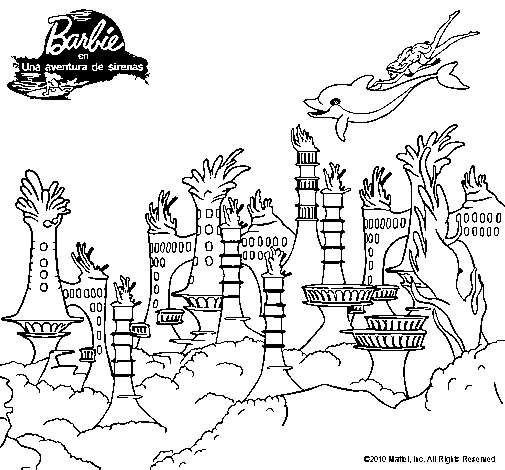 Dibujo de La ciudad de las sirenas para Colorear