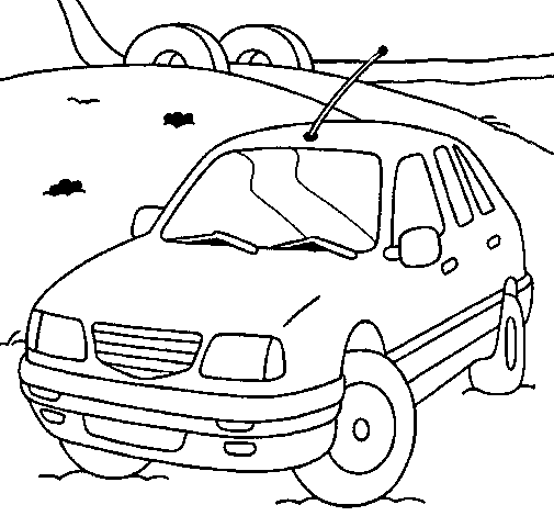 Dibujo de Coche en la carretera para Colorear - Dibujos.net