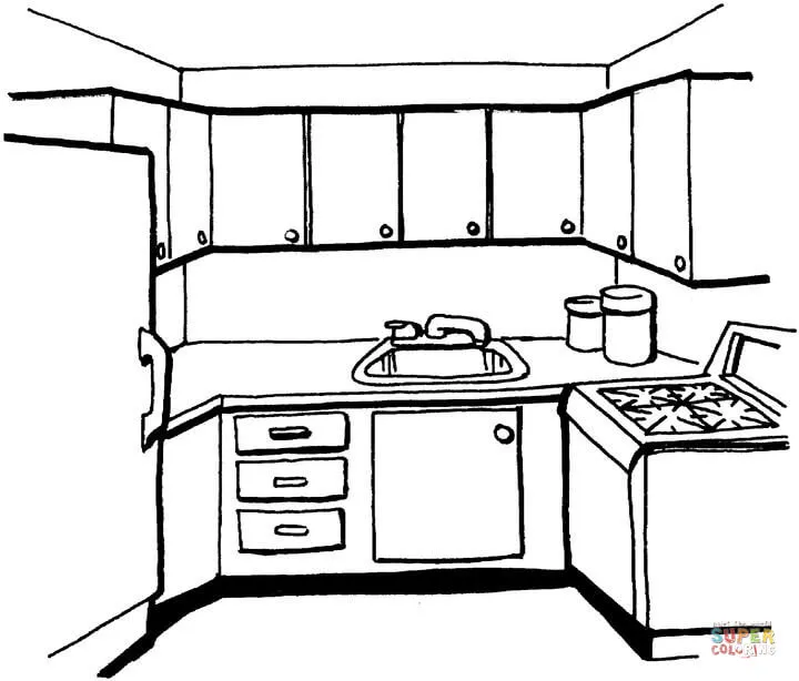 Dibujo de Cocina para colorear | Dibujos para colorear imprimir gratis Dibujo de Cocina para colorear | Dibujos para colorear imprimir gratis