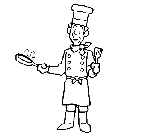 Dibujo de Cocinero cocinando para Colorear - Dibujos.net
