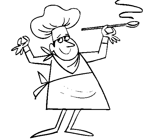Dibujo de Cocinero II para Colorear - Dibujos.net