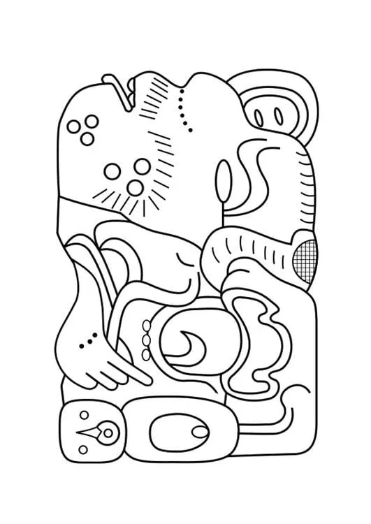 Dibujo para colorear arte Maya - Img 27458