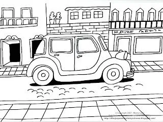 Dibujo para colorear de un auto, de un carro, para imprimir y colorear