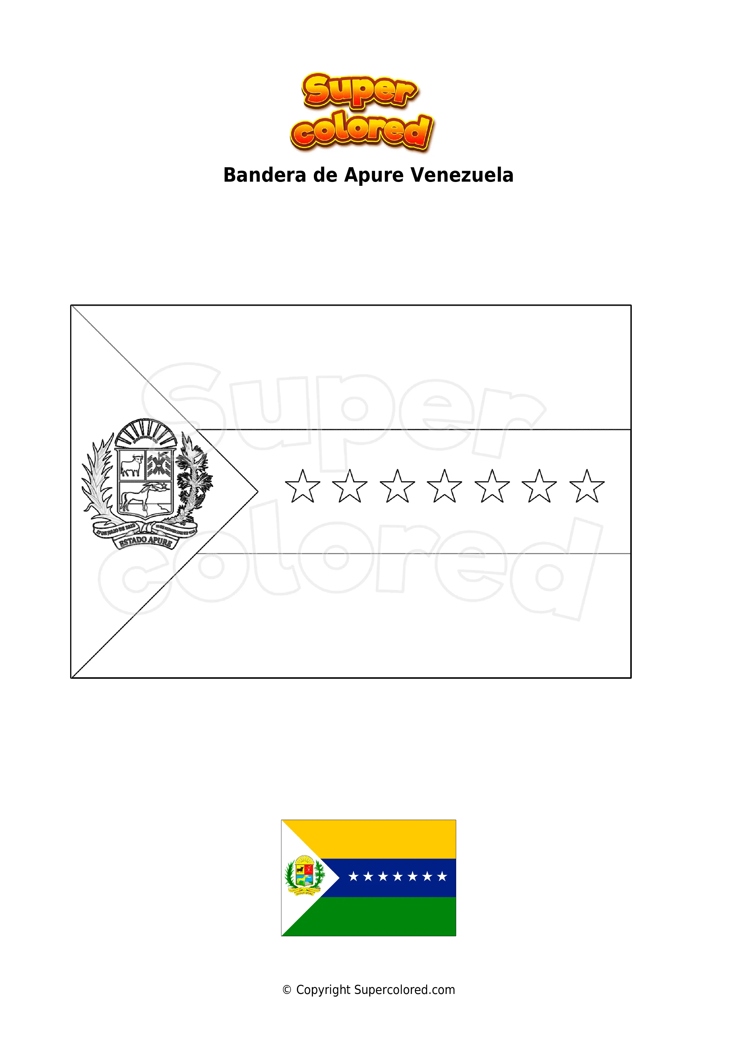Dibujo para colorear Bandera de Apure Venezuela - Supercolored.com Dibujo para colorear Bandera de Apure Venezuela - Supercolored.com