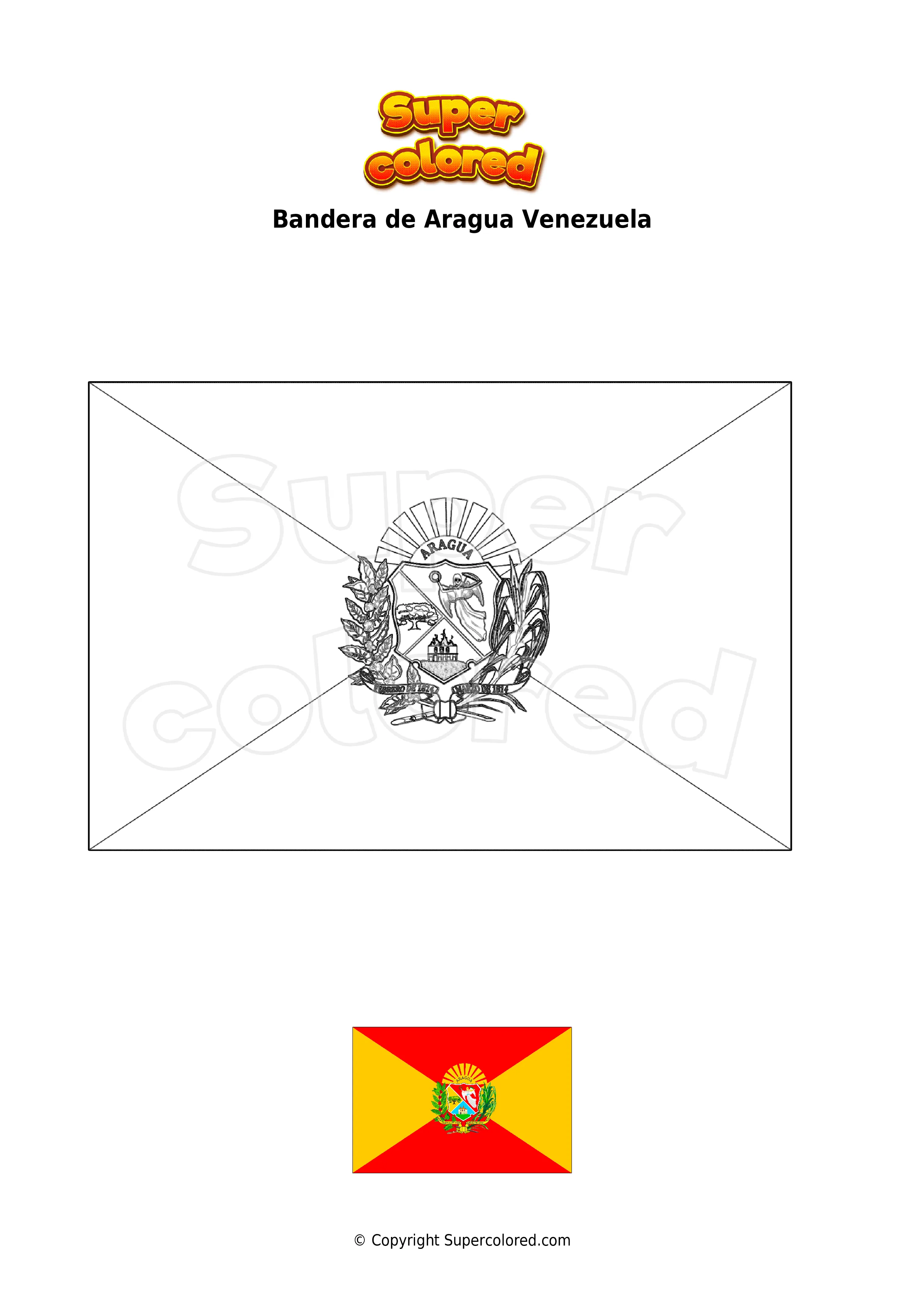 Dibujo para colorear Bandera de Aragua Venezuela - Supercolored.com Dibujo para colorear Bandera de Aragua Venezuela - Supercolored.com