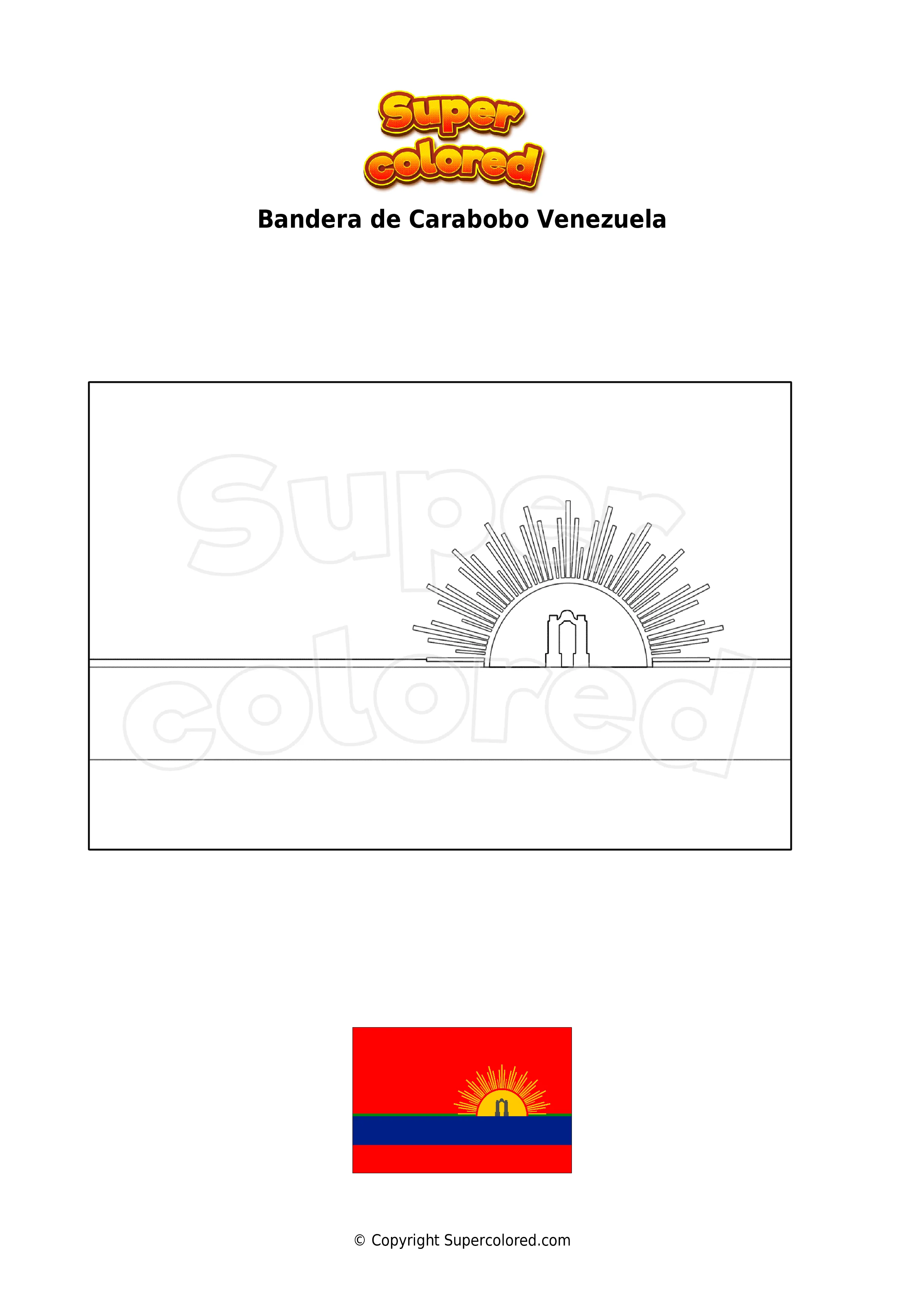 Dibujo para colorear Bandera de Carabobo Venezuela - Supercolored.com Dibujo para colorear Bandera de Carabobo Venezuela - Supercolored.com