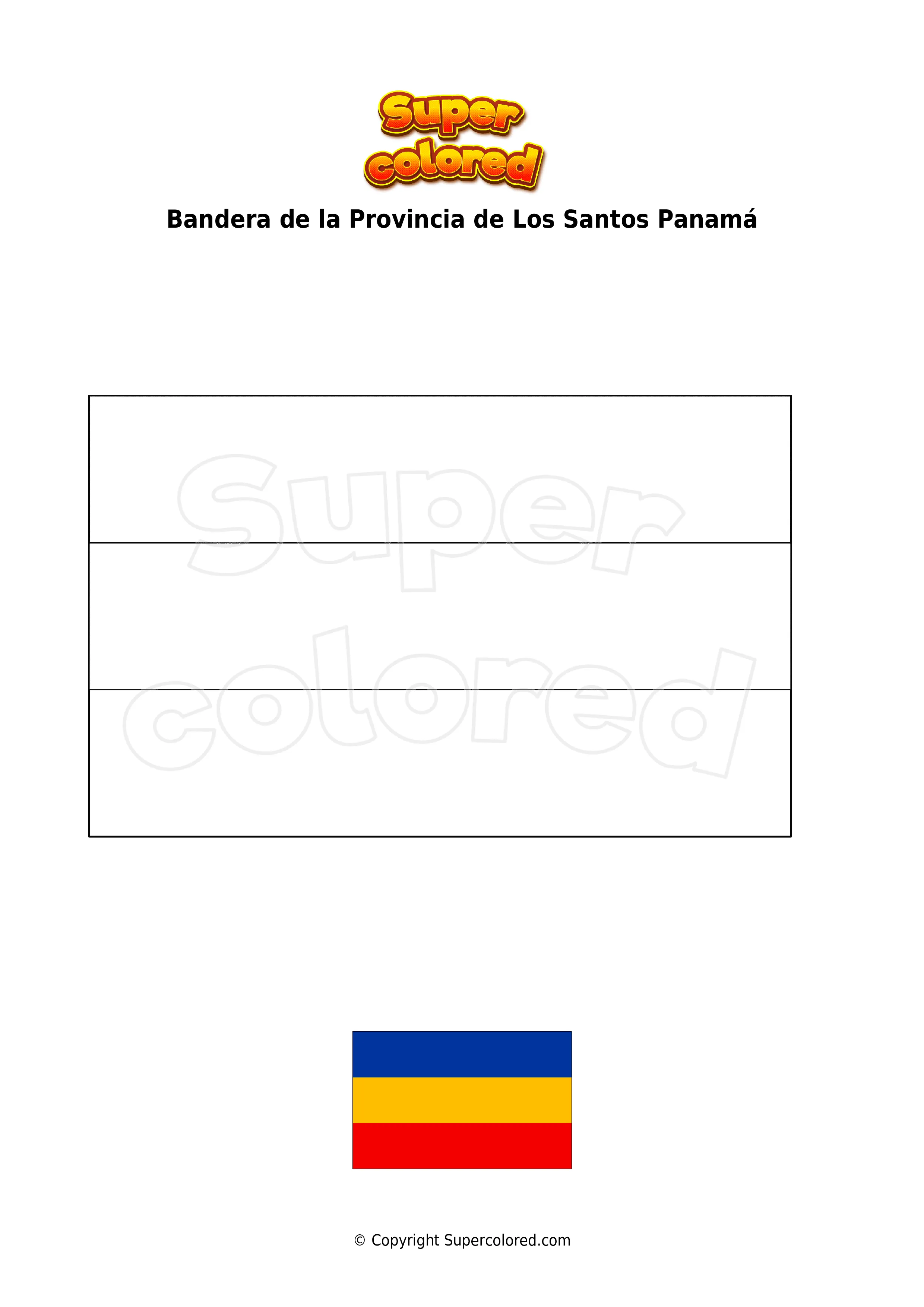 Dibujo para colorear Bandera de la Provincia de Los Santos Panamá -  Supercolored.com