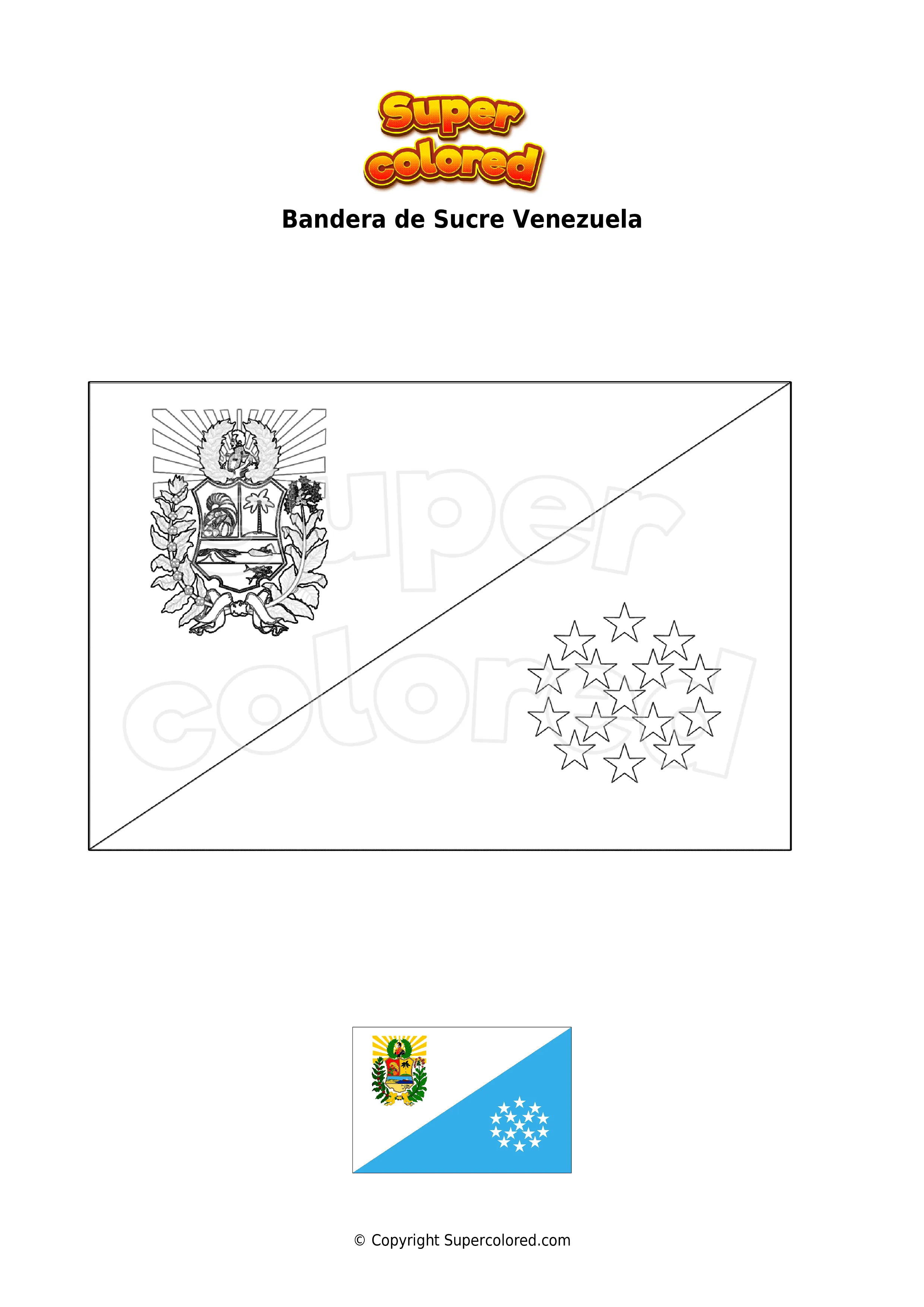 Dibujo para colorear Bandera de Sucre Venezuela - Supercolored.com Dibujo para colorear Bandera de Sucre Venezuela - Supercolored.com