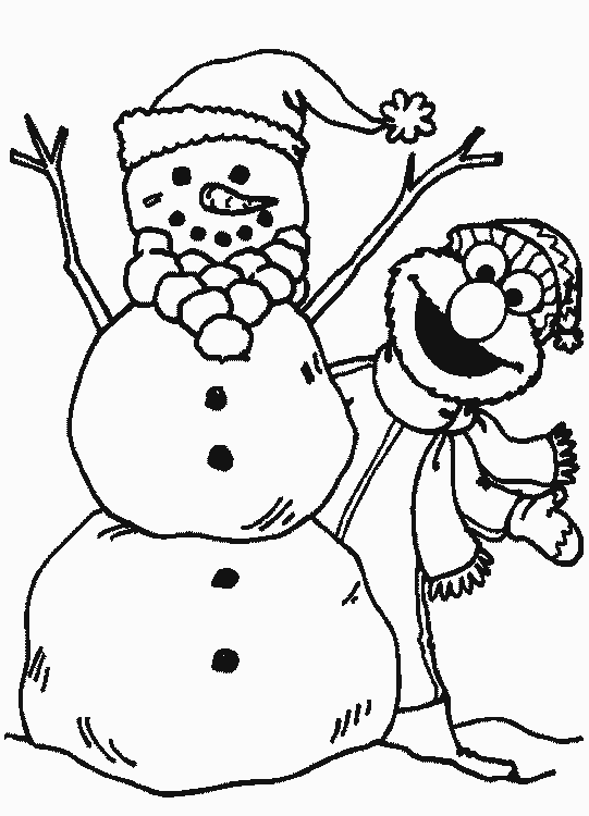 DIBUJO PARA COLOREAR DE BARRIO SESAMO MUÑECO DE NIEVE : ACTIVIDADES ...