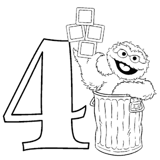 DIBUJO PARA COLOREAR DE BARRIO SESAMO-NUMERO 4 : ACTIVIDADES PARA ...