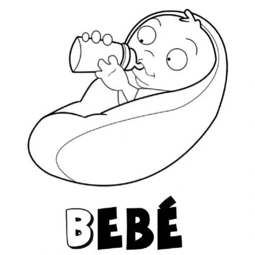 Dibujo para colorear de un bebé con su biberón - Dibujos para ...