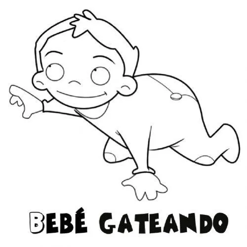 Dibujo para colorear de bebé gateando - Dibujos para colorear de bebés