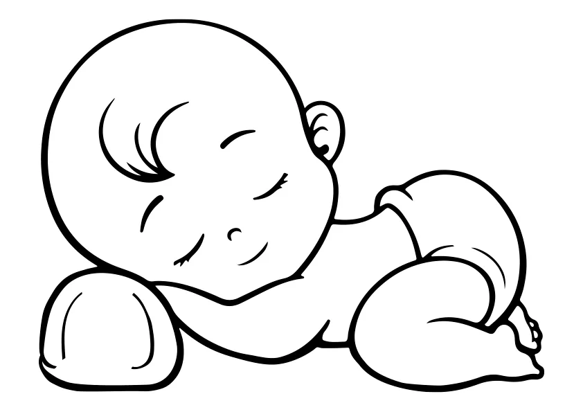 Dibujo para colorear de un bebé recién nacido que está durmiendo Dibujo para colorear de un bebé recién nacido que está durmiendo