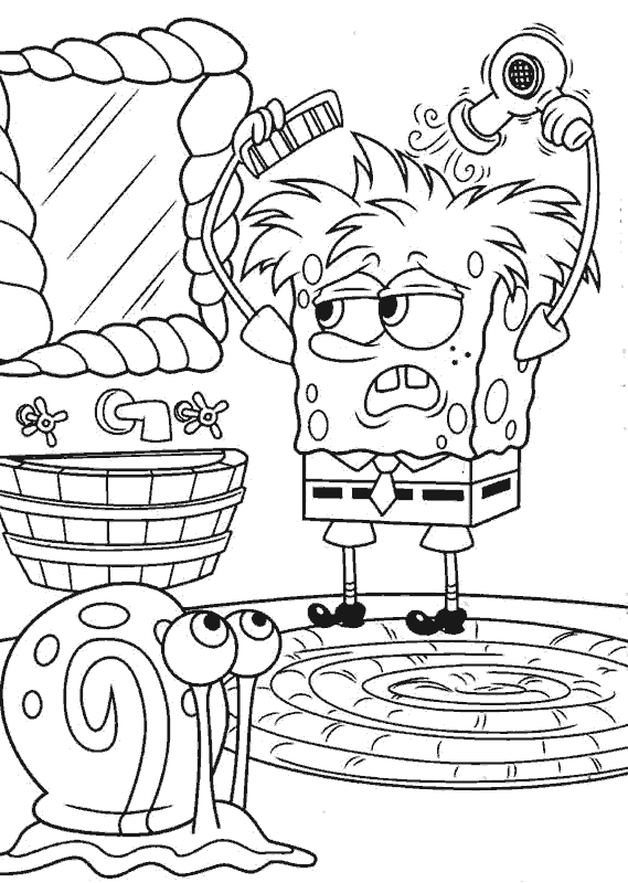 DIBUJO PARA COLOREAR DE BOB ESPONJA PEINANDOSE CON SECADOR DE PELO ... DIBUJO PARA COLOREAR DE BOB ESPONJA PEINANDOSE CON SECADOR DE PELO ...