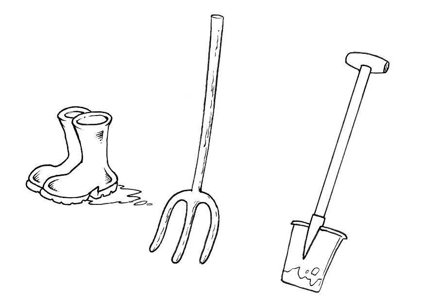 Dibujo para colorear botas, horca y pala - Dibujos Para Imprimir Gratis - Img 8801 Dibujo para colorear botas, horca y pala - Dibujos Para Imprimir Gratis - Img 8801