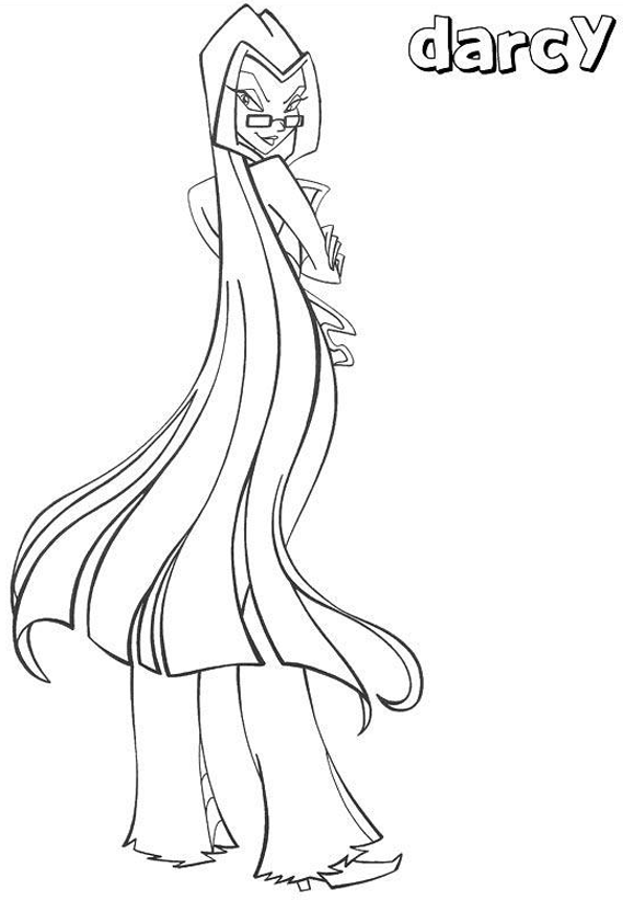 Dibujo para colorear a la bruja Darcy de Winx Club Dibujo para colorear a la bruja Darcy de Winx Club