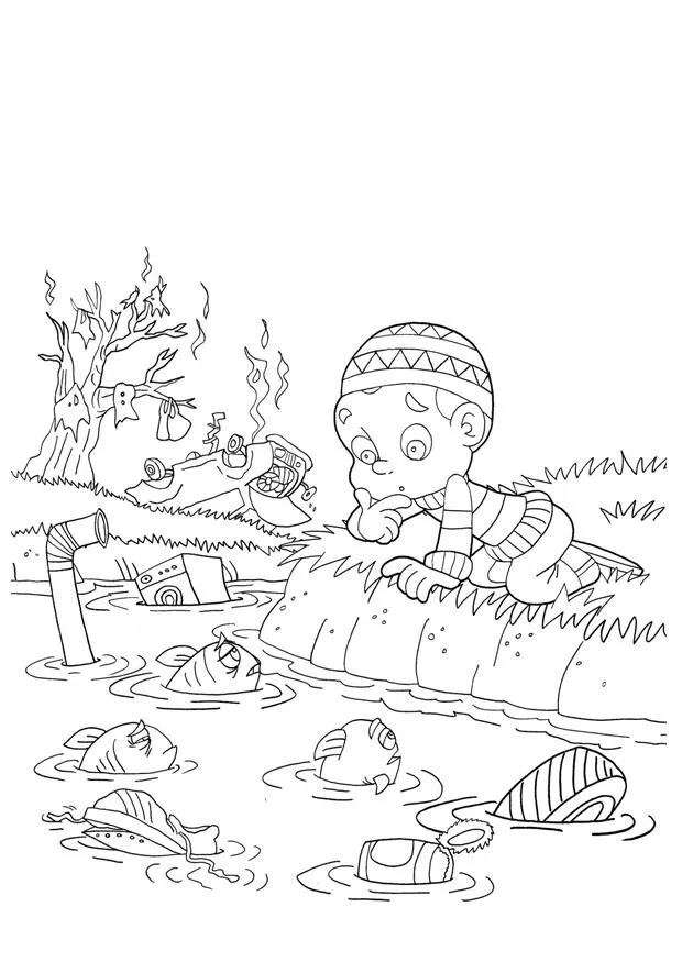 Dibujo para colorear contaminación del agua - Img 22000 Dibujo para colorear contaminación del agua - Img 22000