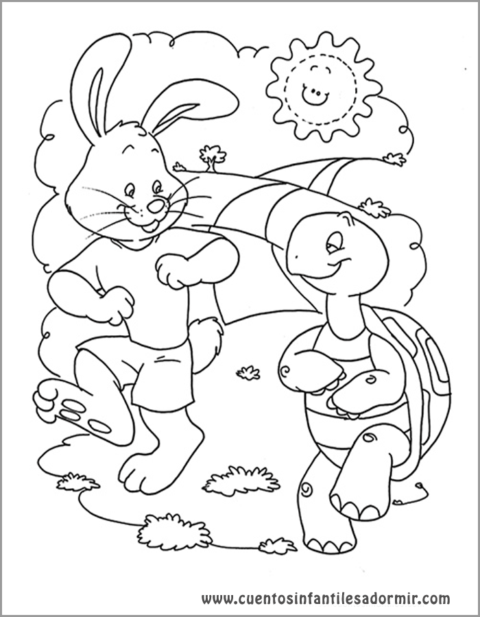 Dibujo para colorear cuentos La liebre y la tortuga Dibujo para colorear cuentos La liebre y la tortuga